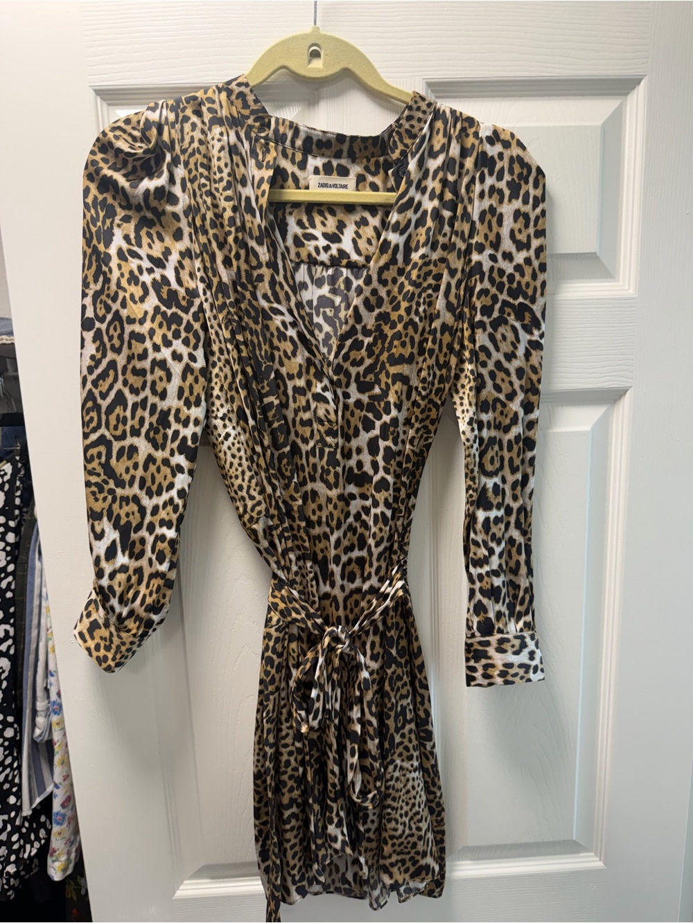 Leopard Print Wrap Dress - Brown/Black